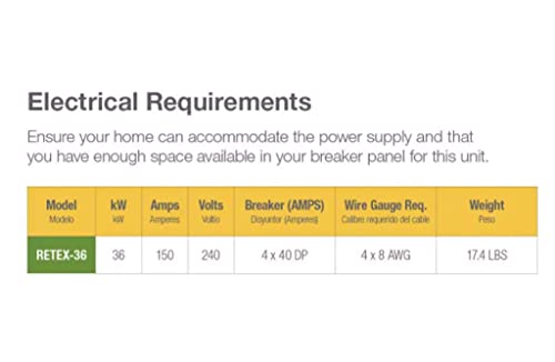 Rheem RETEX-36 Performance 36 kw Self-Modulating 6 GPM Electric Tankless Water Heater