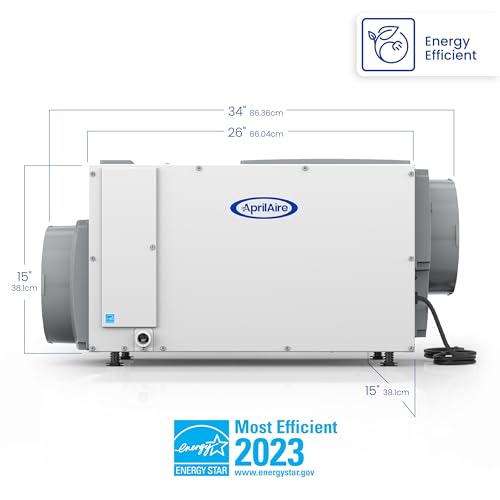 AprilAire E100 Pro 100-Pint Whole-House Dehumidifier, Energy Star Certified, Commercial-Grade Whole-Home Dehumidifier for Basement, Crawlspace, or Whole House up to 5,500 sq. ft.