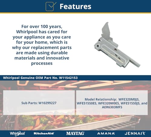 Whirlpool WPW10299227 Genuine OEM Range Door Hinge