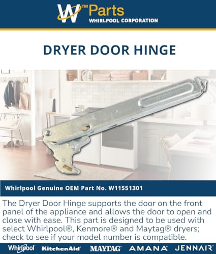 Whirlpool W11551301 Genuine OEM Dryer Door Hinge