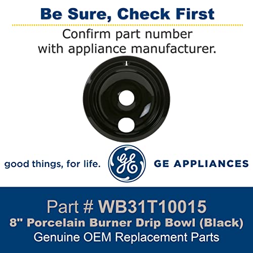 GE WB31T10015 Genuine OEM 8" Porcelain Burner Drip Bowl (Black)