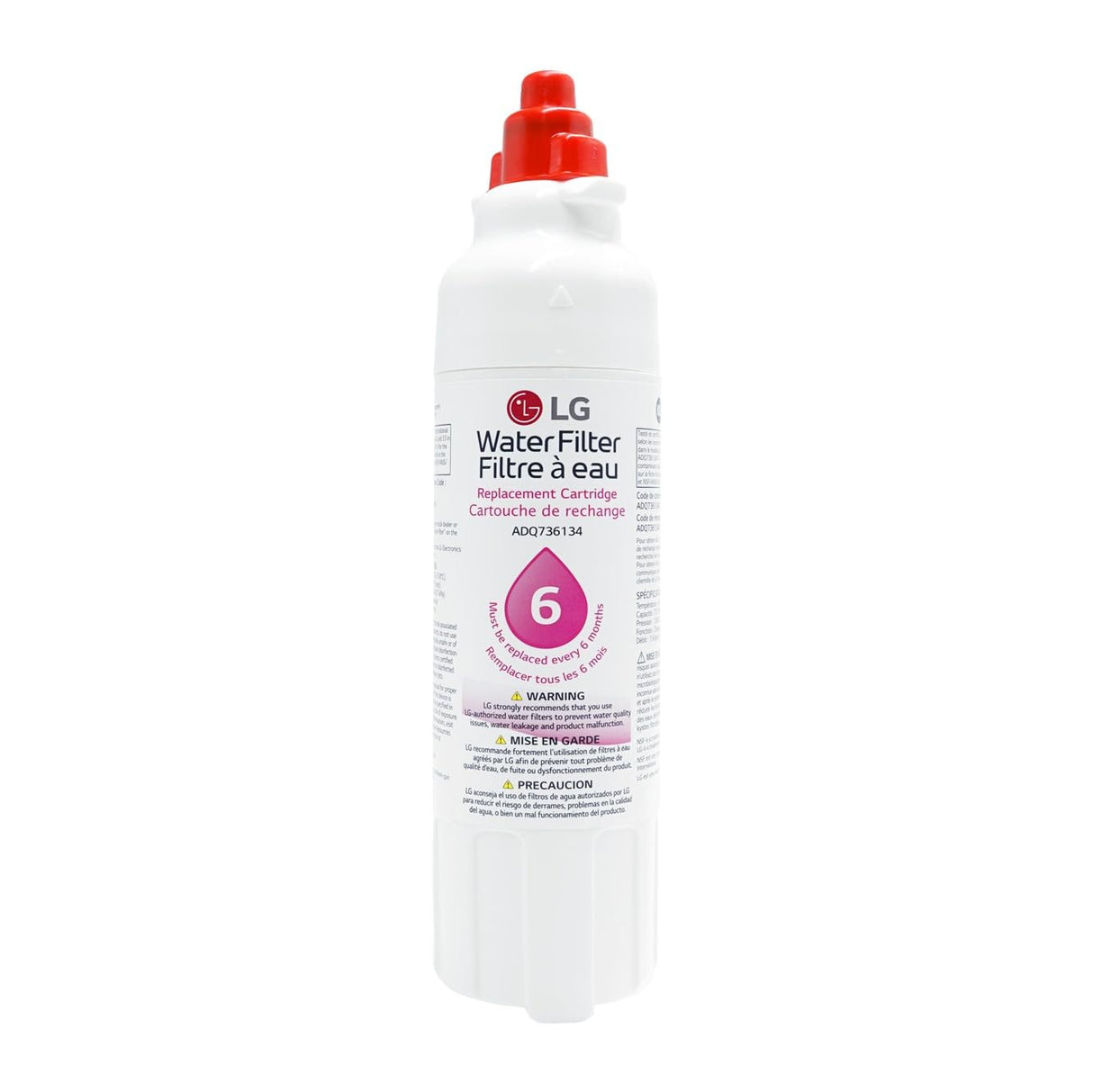 LG LT800P2 6-Month / 200 Gallon Refrigerator Replacement Water Filter, 2 Count (Pack of 1), White