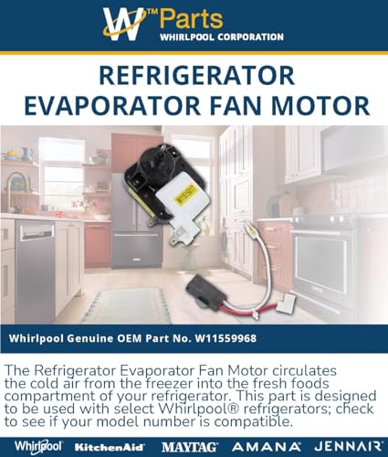 Whirlpool W11559968 Genuine OEM Refrigerator Evaporator Fan Motor