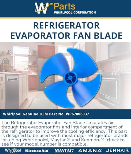 Whirlpool WP67006337 Genuine OEM Refrigerator Evaporator Fan Blade
