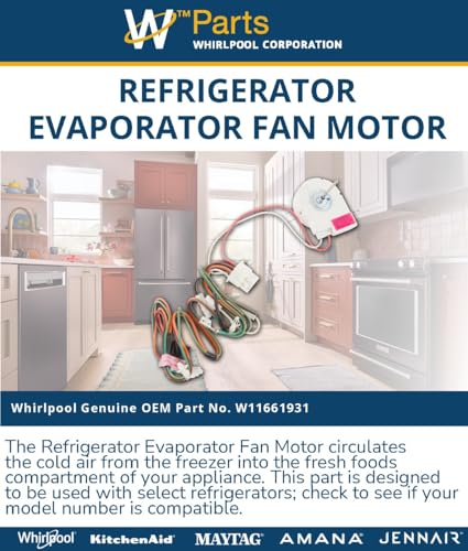 Whirlpool W11661931 Genuine OEM Refrigerator Evaporator Fan Motor
