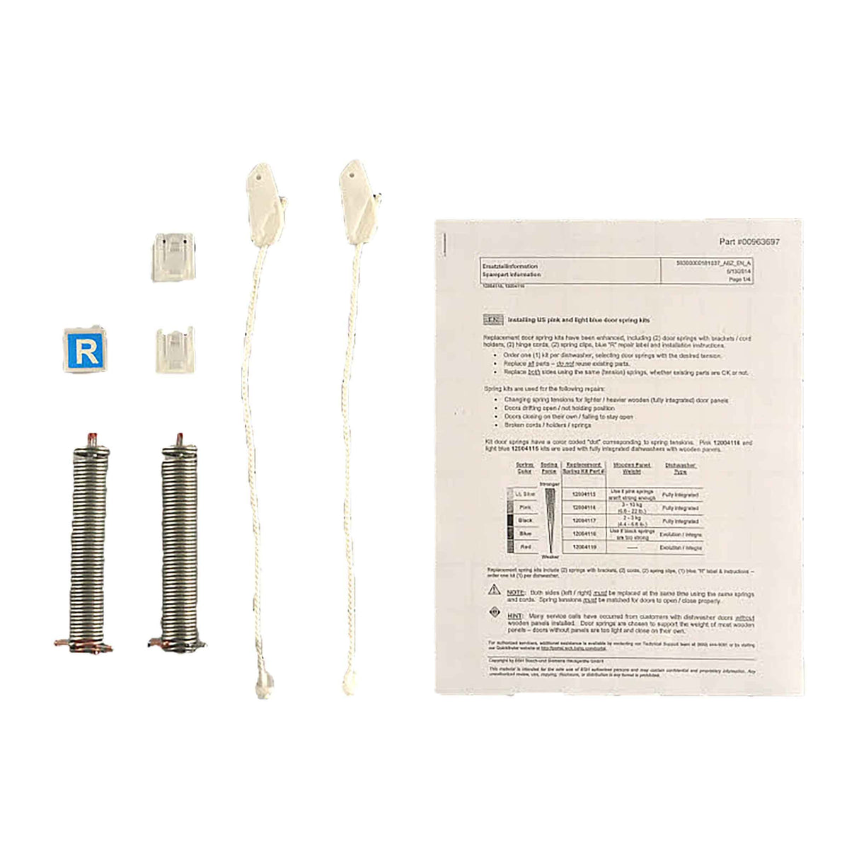 Bosch 12004119 Dishwasher Door Spring and Cable Set
