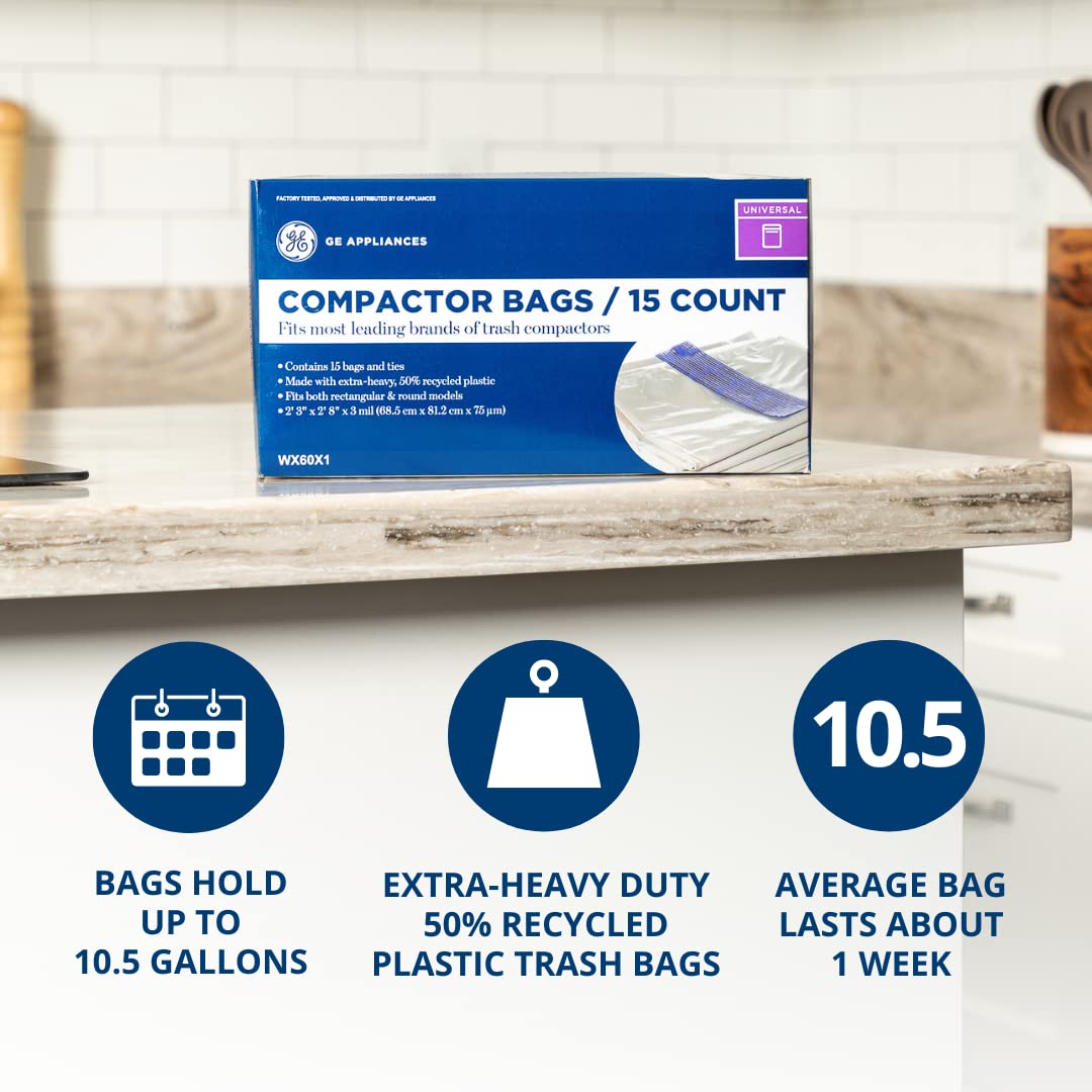 GE WX60X1 Genuine OEM Universal 18 Gallon Heavy Duty Trash Compactor Bags