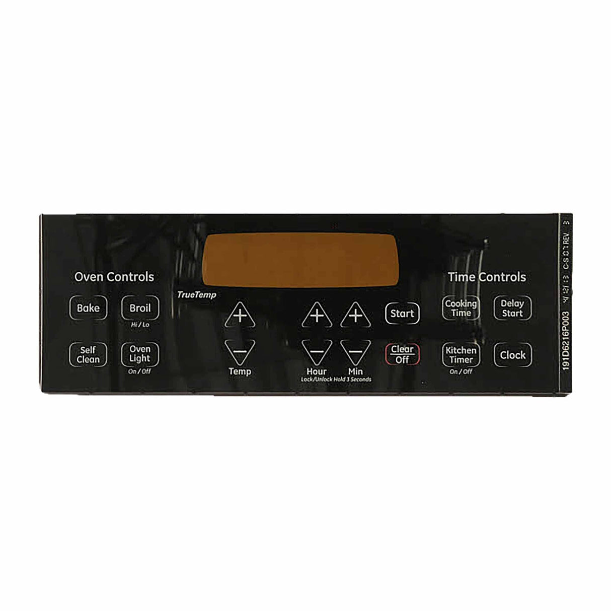 GE WB27T11229 Range Control Board Faceplate Overlay