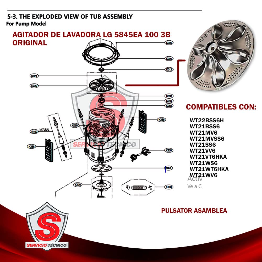 LG 5845EA1003B Pulsator Plate/Washplate Assembly
