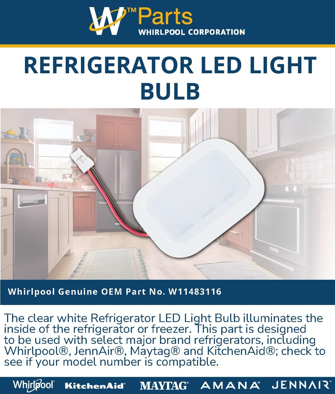 Whirlpool W11483116 Genuine OEM Refrigerator LED Light Bulb