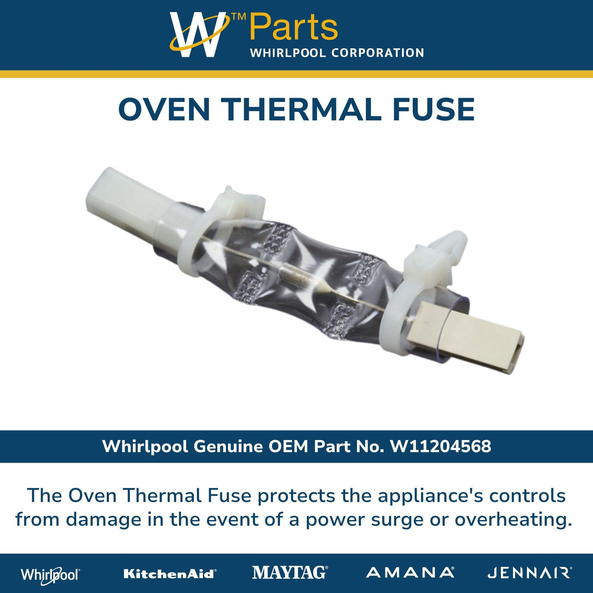 Whirlpool W11204568 Wall Oven Thermal Fuse Genuine Original Equipment Manufacturer (OEM) Part