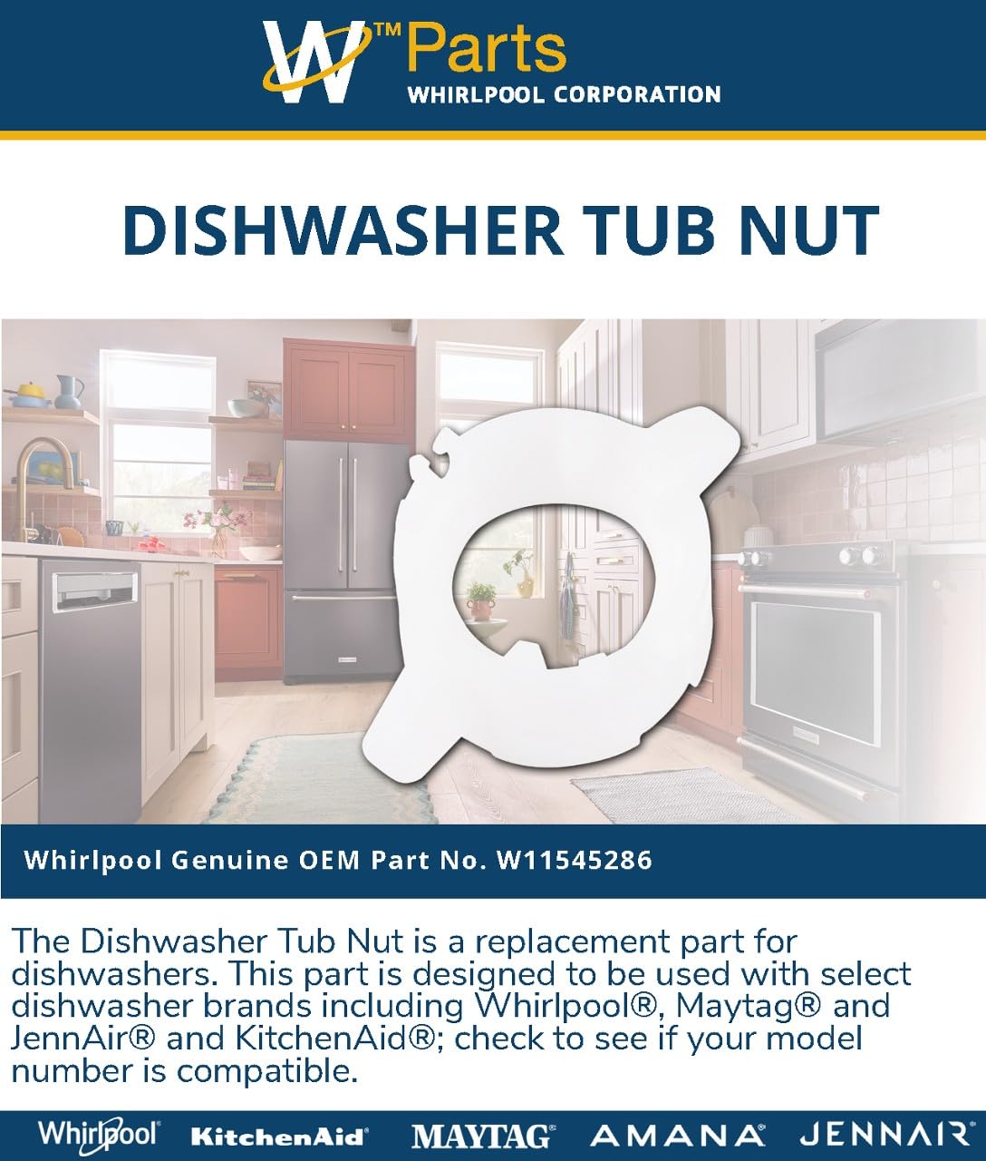 Whirlpool W11545286 Genuine OEM Dishwasher Tub Nut