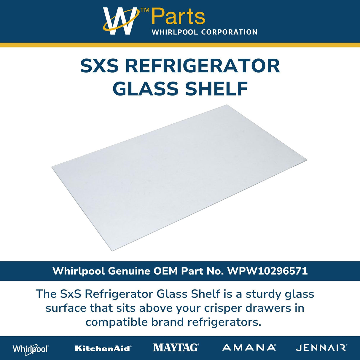 SxS Refrigerator Glass Shelf