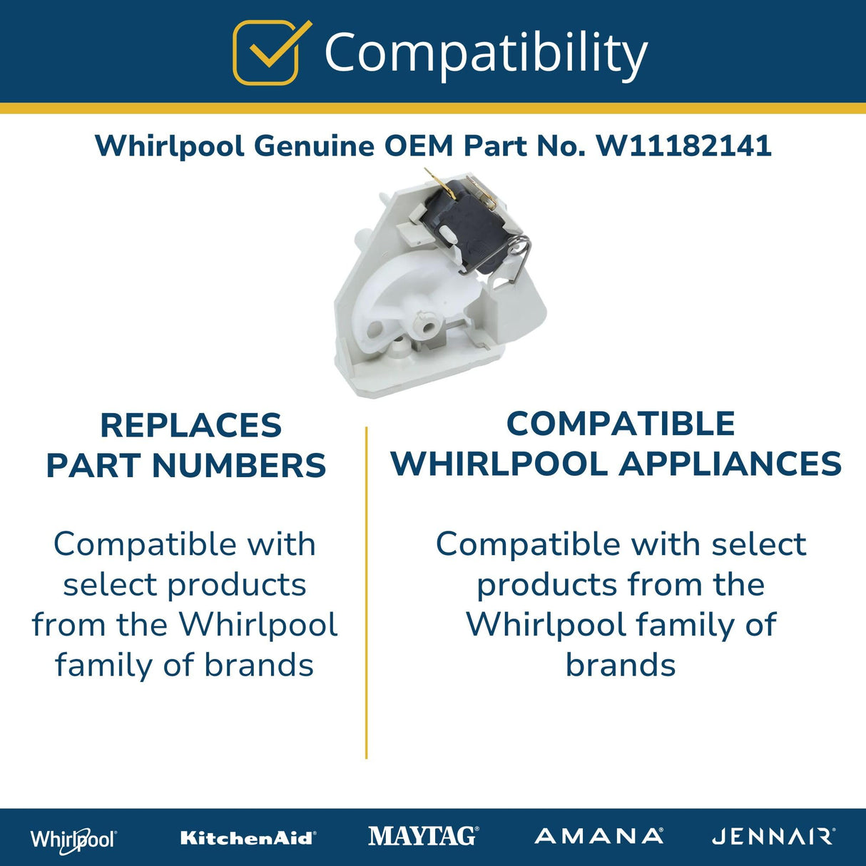 Whirlpool W11182141 OEM Microwave Door Interlock Switch Assembly