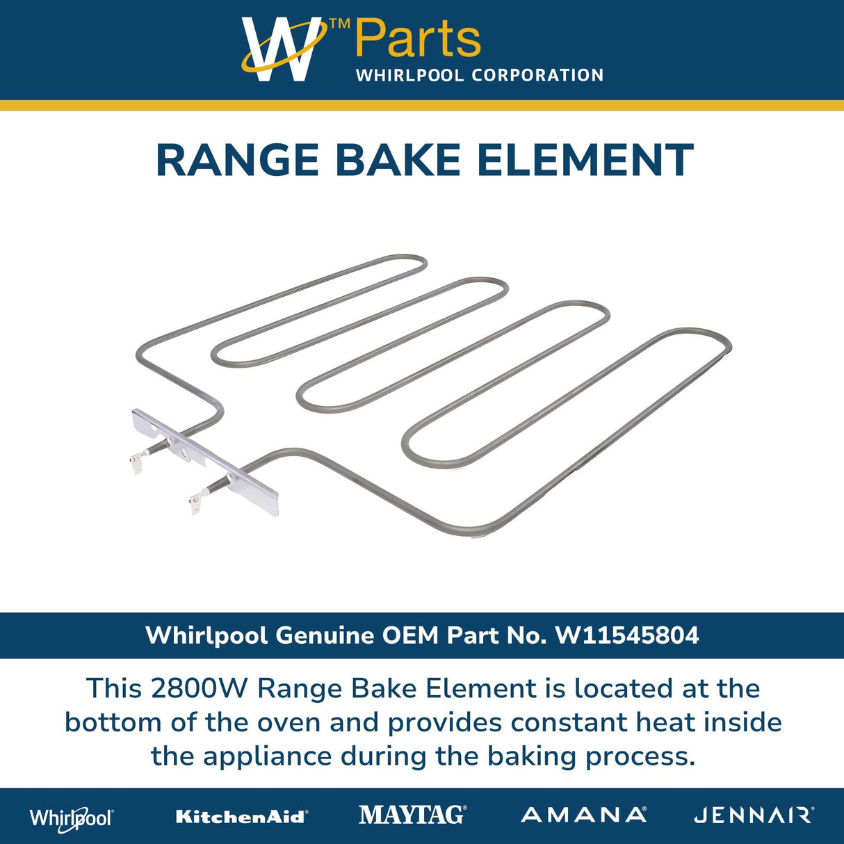 Whirlpool W11545804 Genuine OEM Range Bake Element
