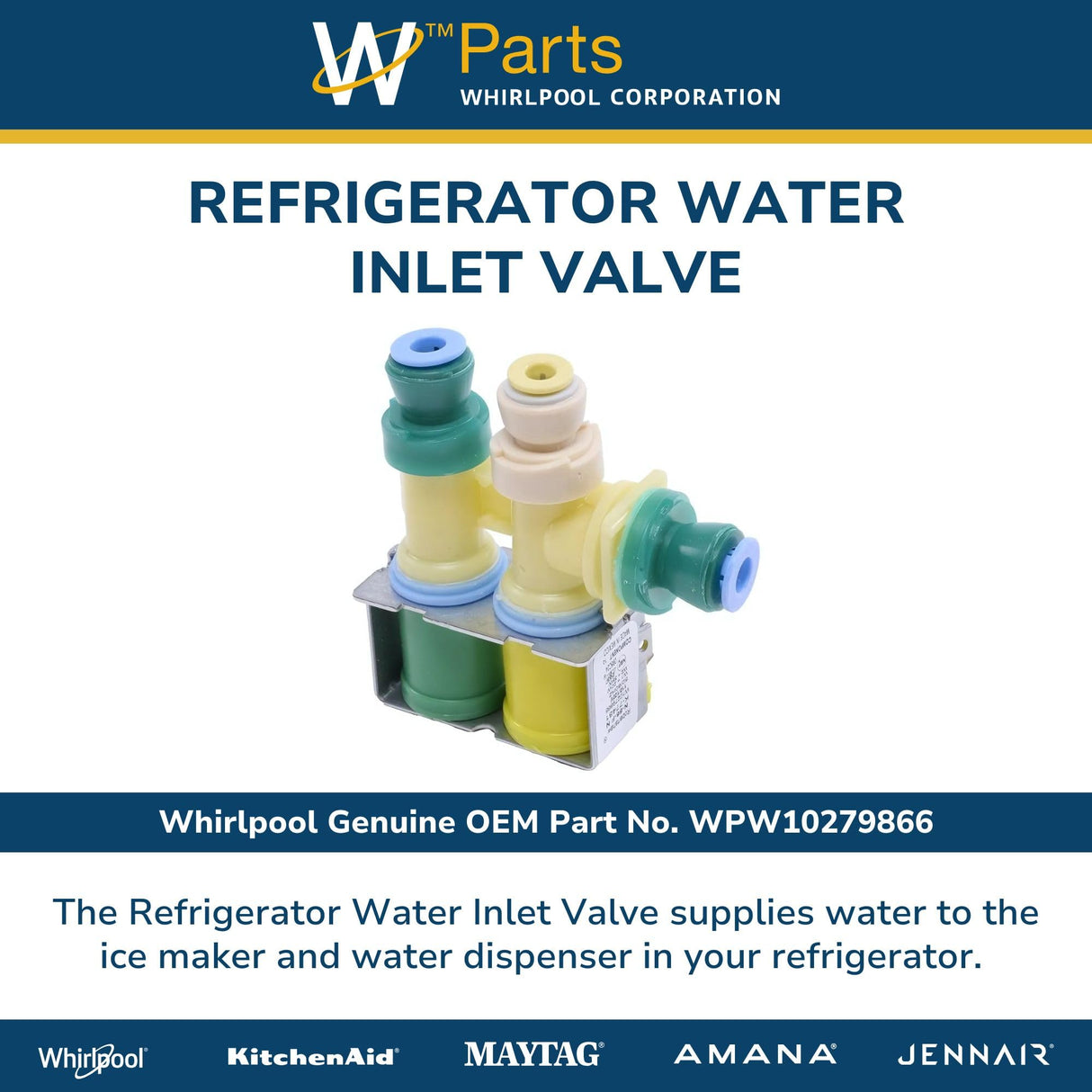 Whirlpool WPW10279866 Genuine OEM Refrigerator Water Inlet Valve