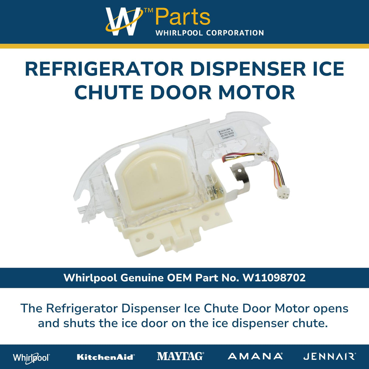 Whirlpool W11098702 Genuine OEM Refrigerator Dispenser Ice Chute Door Motor