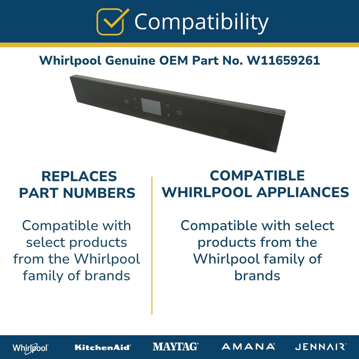 Whirlpool W11659261 Genuine OEM Range Control Console Replacement Part