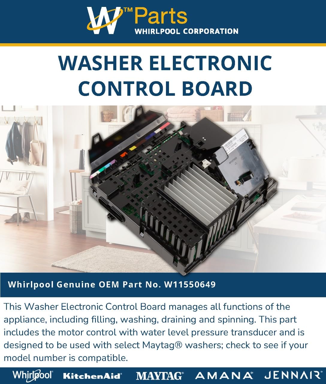 Whirlpool W11550649 Genuine OEM Washer Electronic Control Board