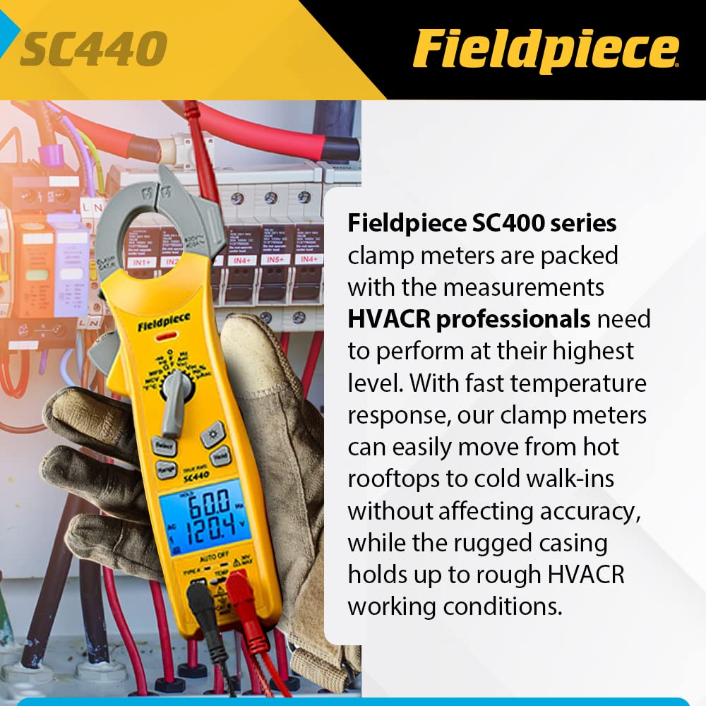 Fieldpiece SC440 True RMS Clamp Meter with Temperature, Inrush Current, Capacitance and Backlight