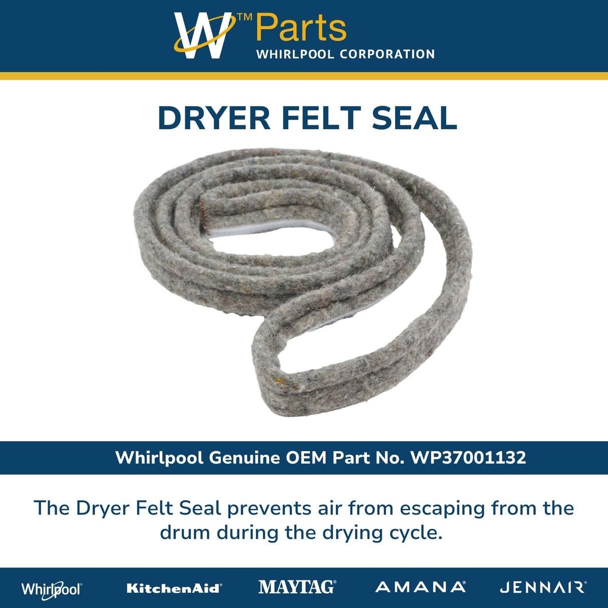 Whirlpool WP37001132 Genuine OEM Dryer Felt Seal