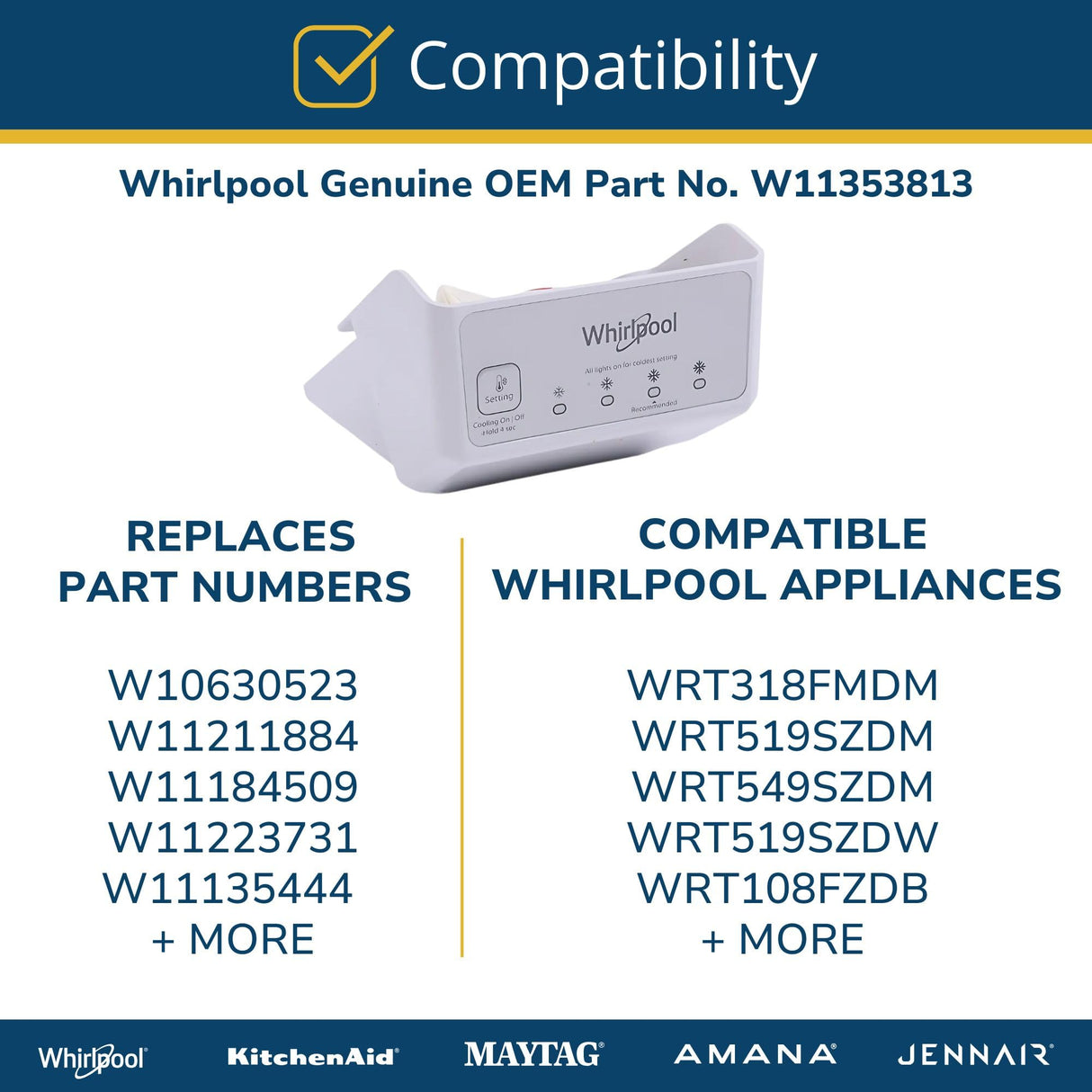 Whirlpool W11353813 Genuine OEM Refrigerator User Control Box Assembly