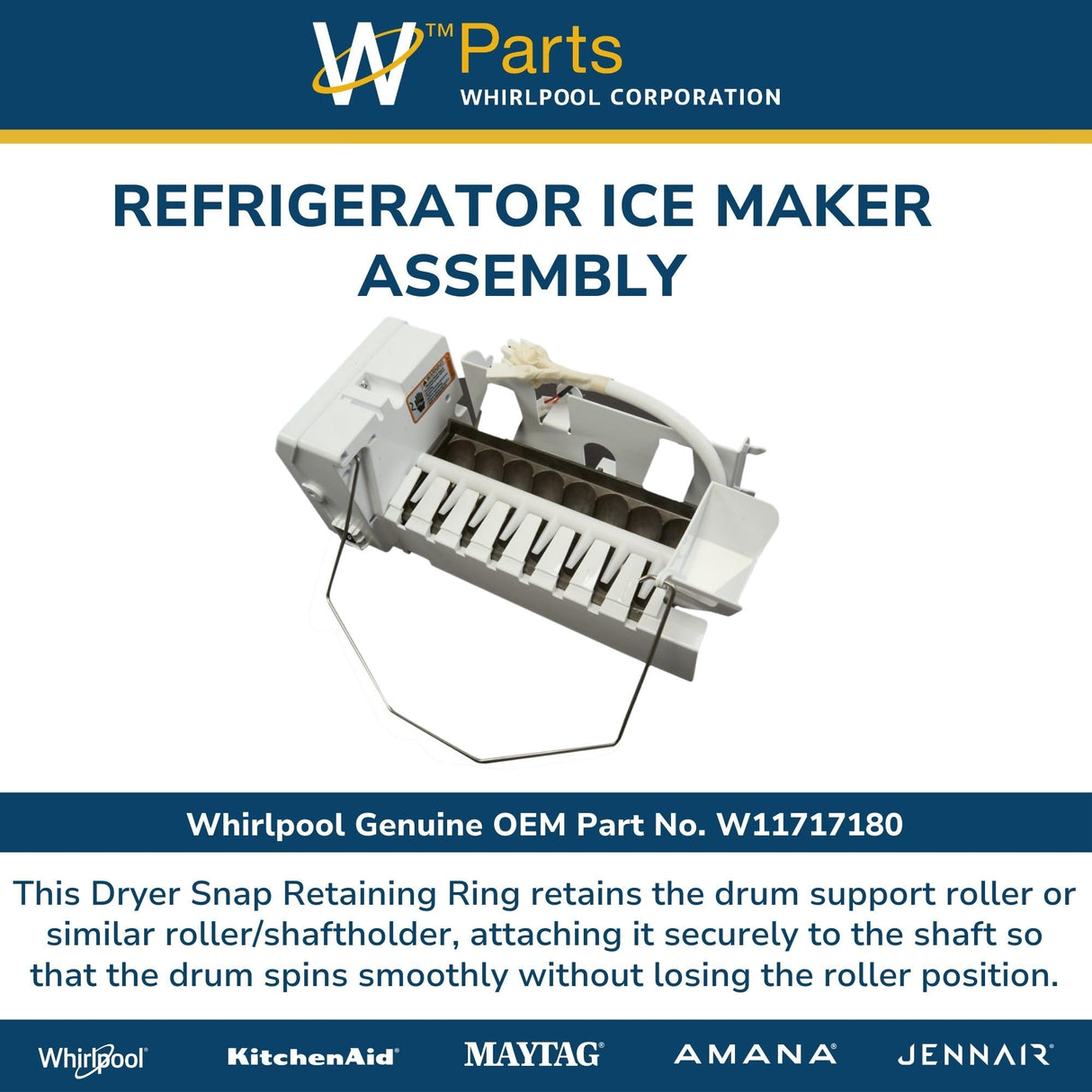Whirlpool W11717180 Genuine OEM Refrigerator Ice Maker Assembly Replacement Part