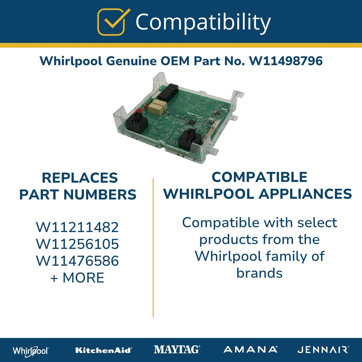 Whirlpool W11498796 Genuine OEM Top Load Washer Electronic Control Board