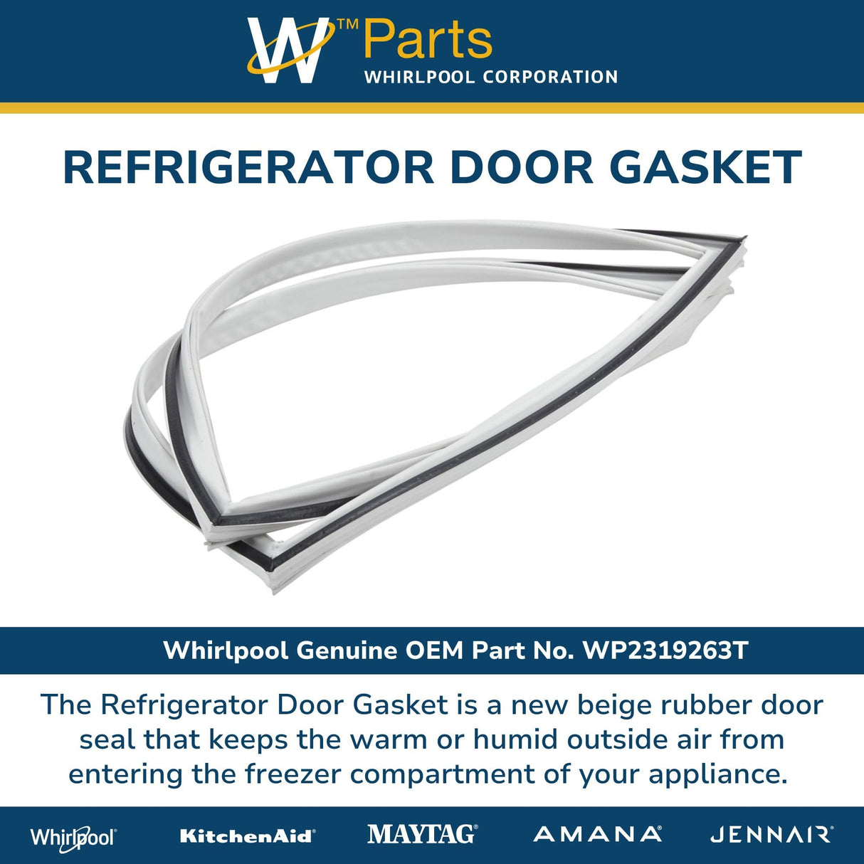 SxS Refrigerator Door Gasket, White