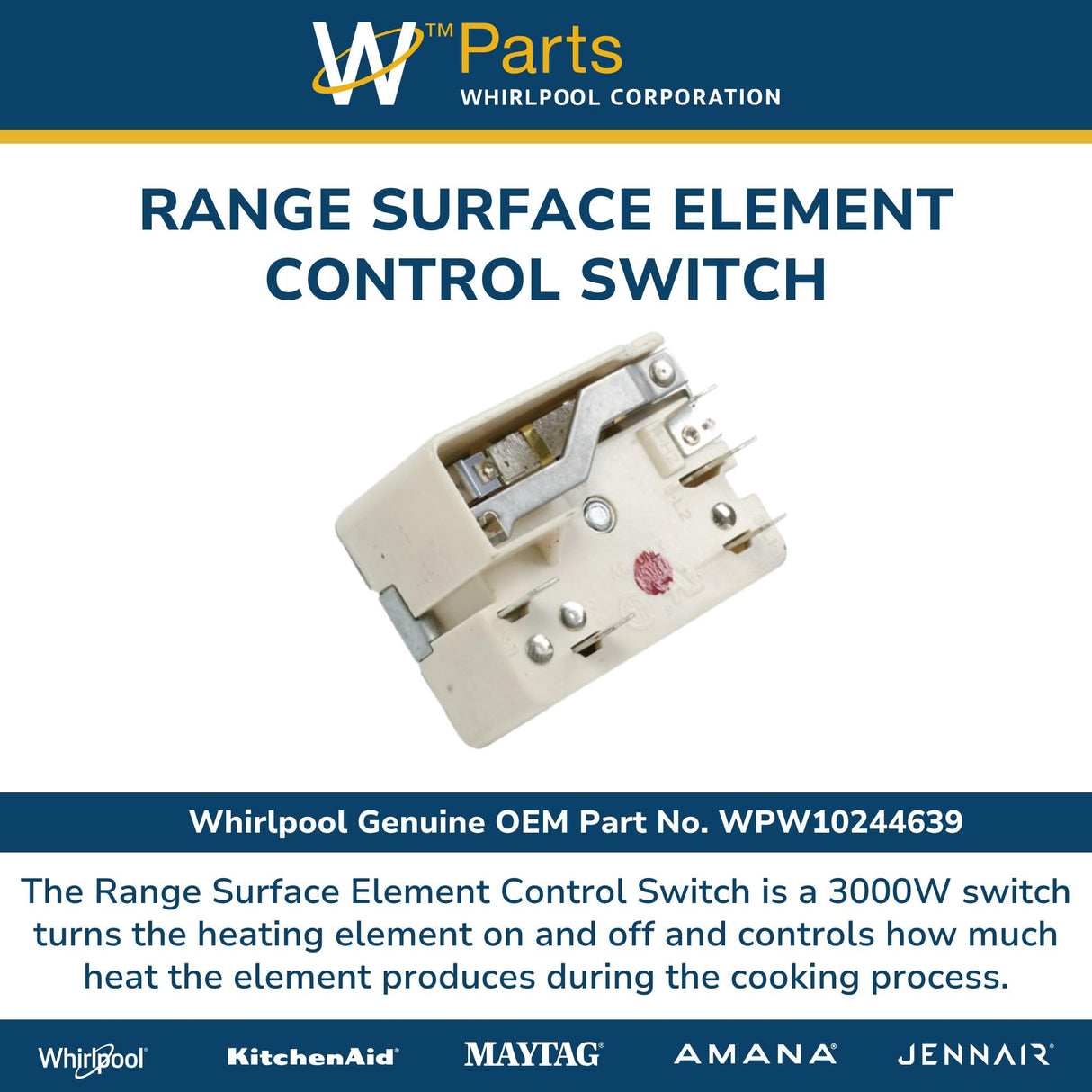 Whirlpool WPW10244639 Genuine OEM Range Surface Element Control Switch