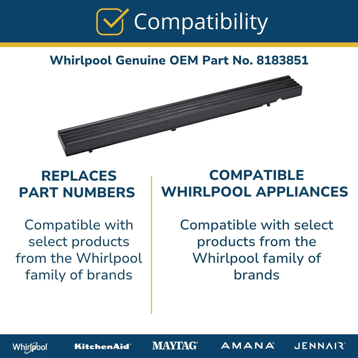 Whirlpool 8183851 Genuine OEM Microwave Vent Grill, Black Replacement Part