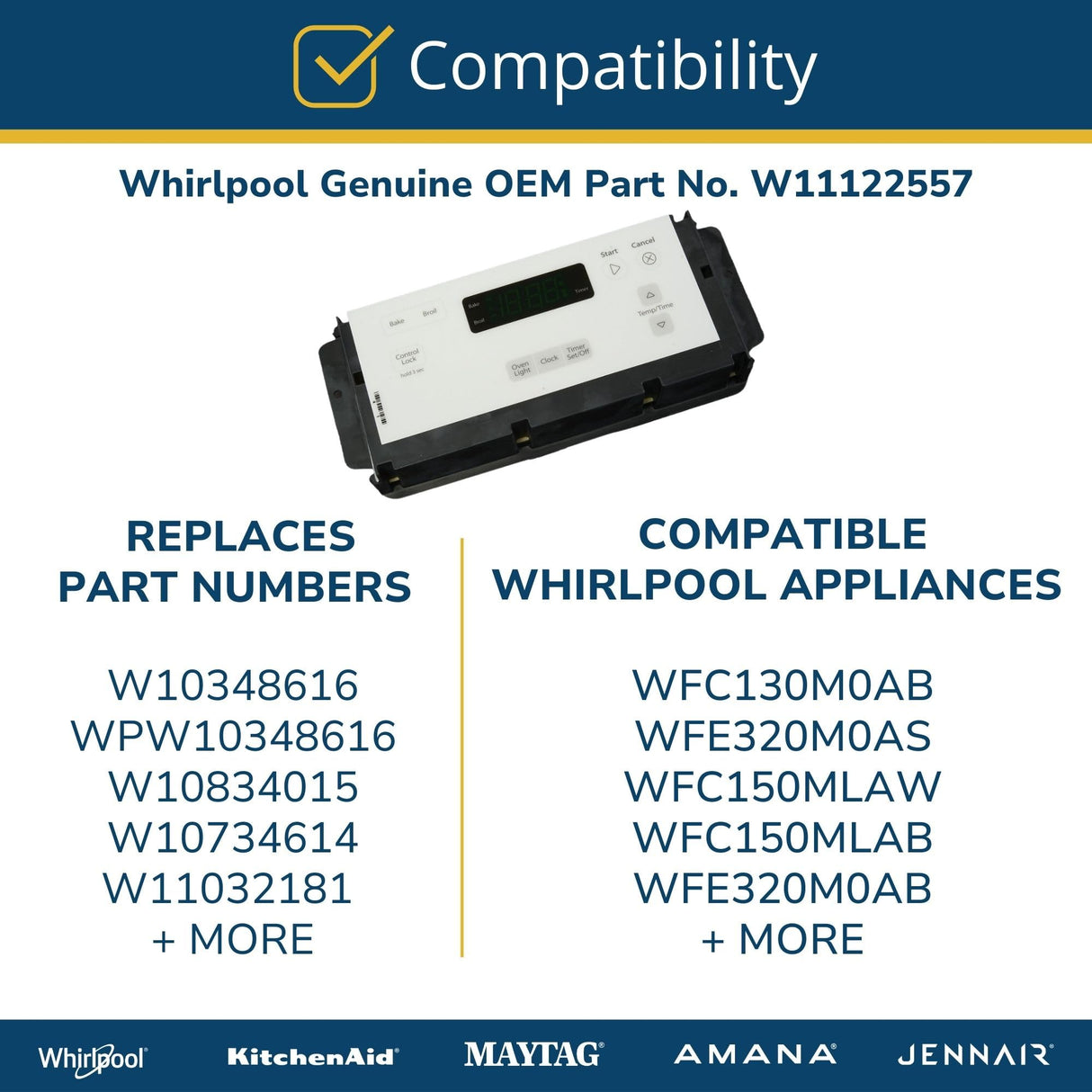 Whirlpool W11122557 Genuine OEM Oven Control Board