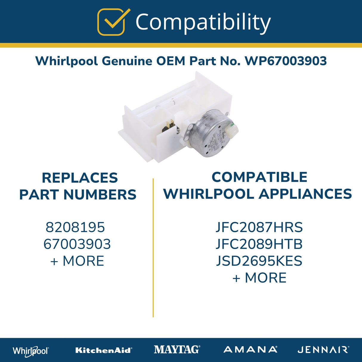 Whirlpool WP67003903 Genuine OEM Refrigerator Air Damper Control Assembly