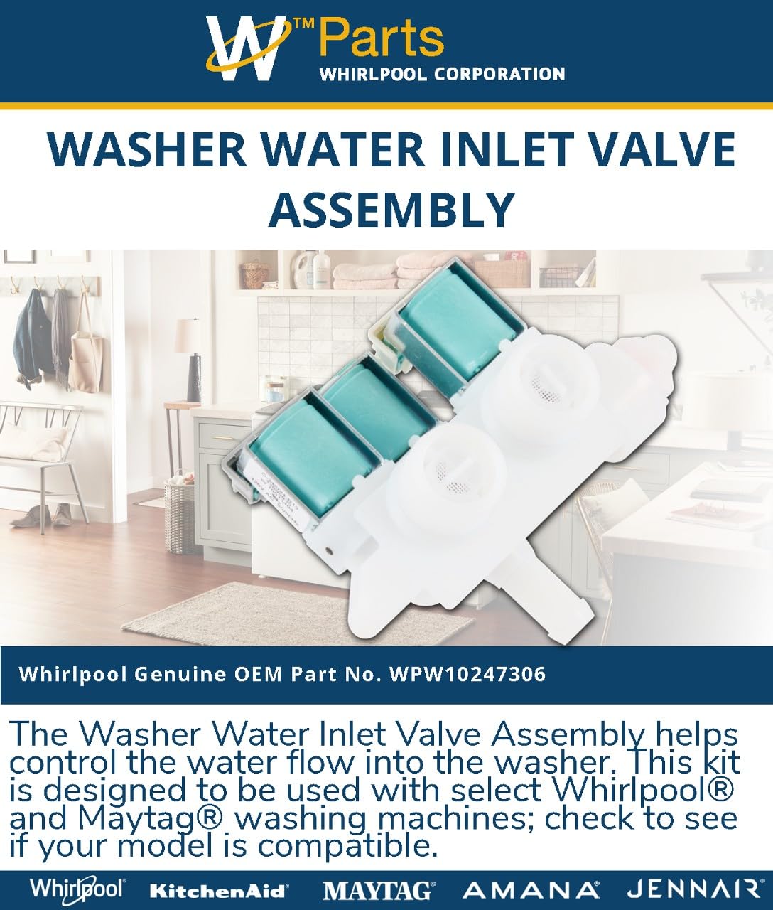 Whirlpool WPW10247306 Genuine OEM Washer Water Inlet Valve Assembly