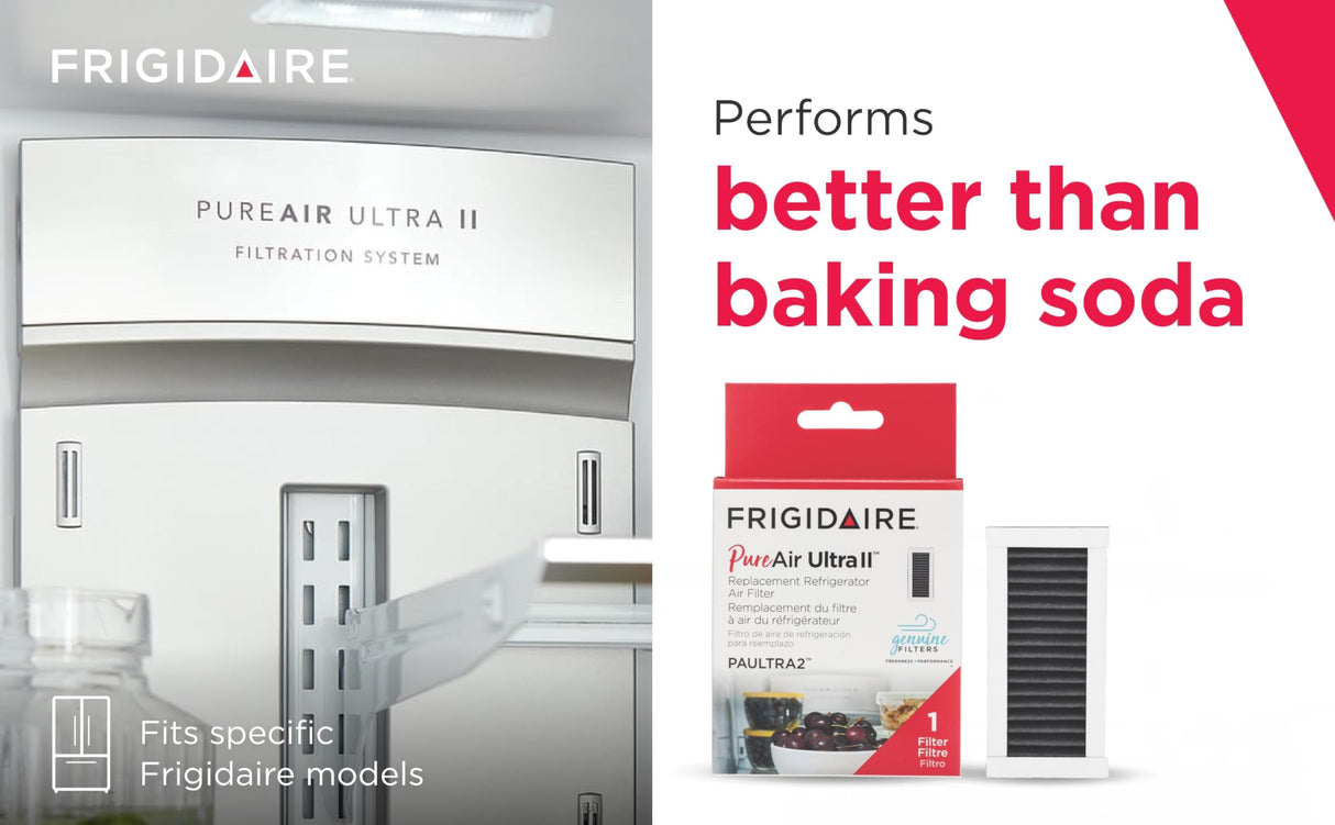 Frigidaire PAULTRA2 Pure Air Ultra II Refrigerator Air Filter with Carbon Technology to Absorb Food Odors, 3.8" x 1.8" , White