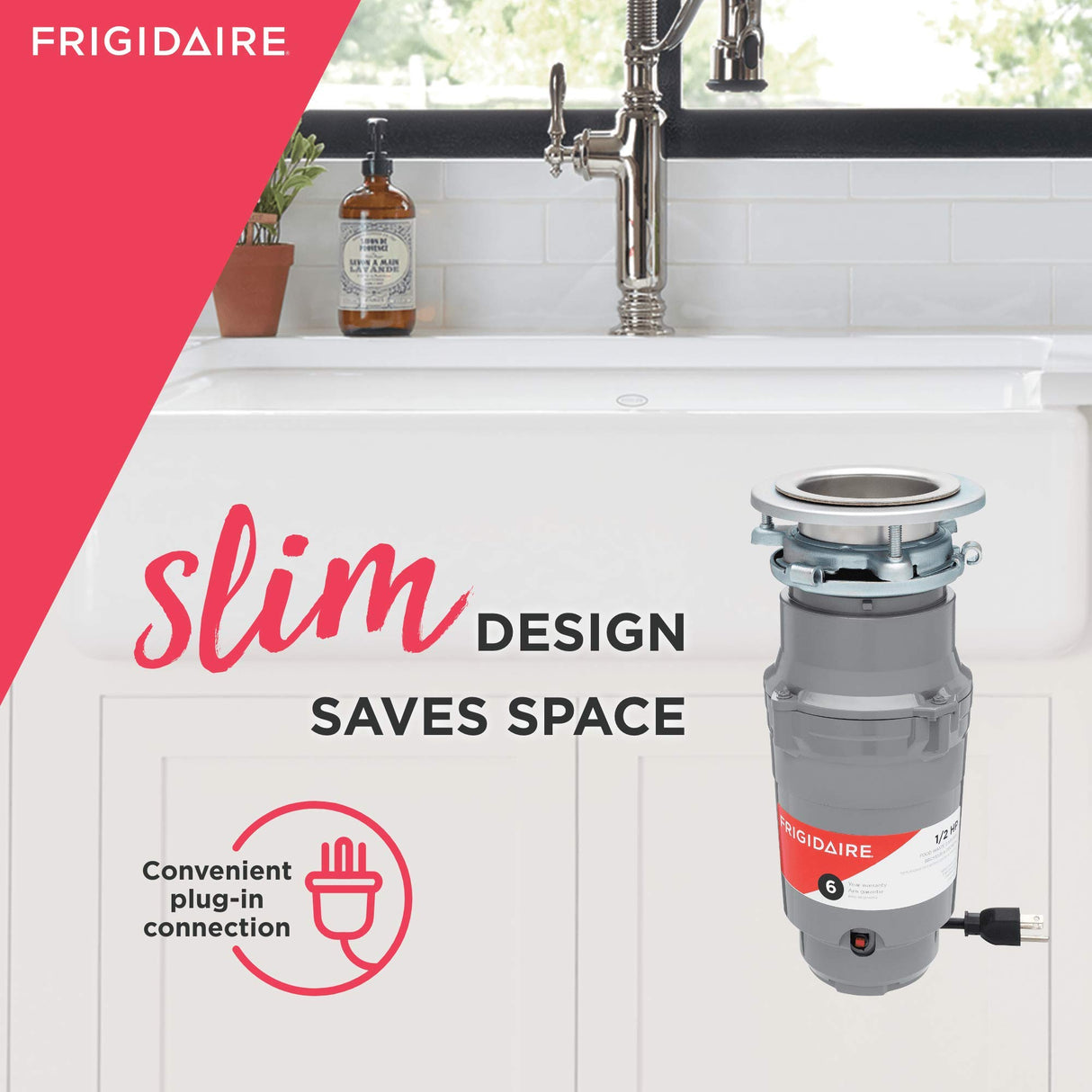 Frigidaire 1/2 HP Corded Garbage Disposal for Kitchen Sinks | FF05DISPC1