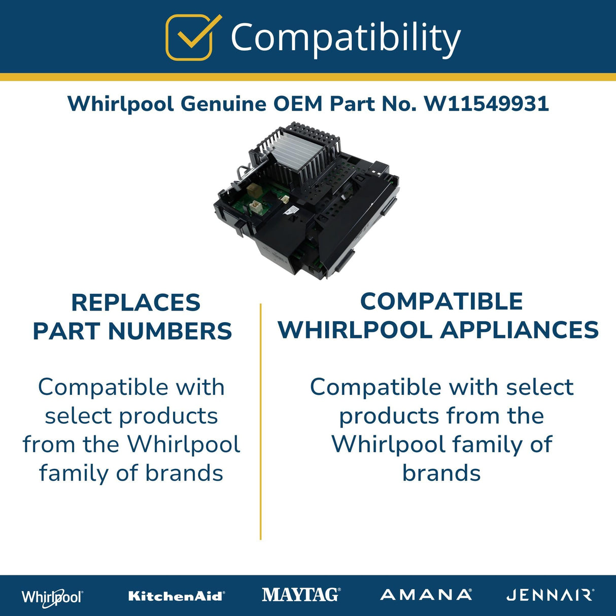 Whirlpool W11549931 Genuine OEM Washer Electronic Control Board
