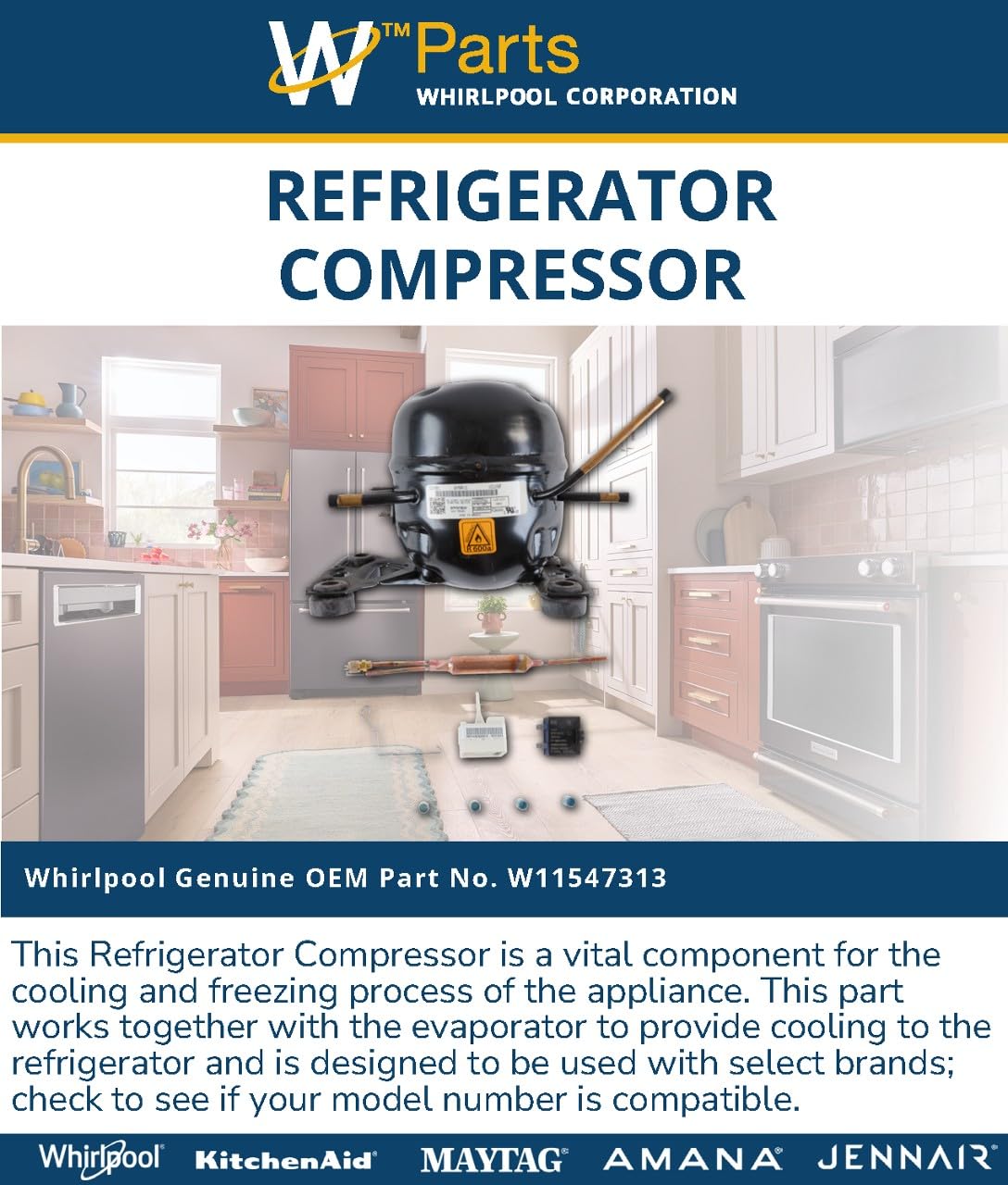 Whirlpool W11547313 Genuine OEM Refrigerator Compressor