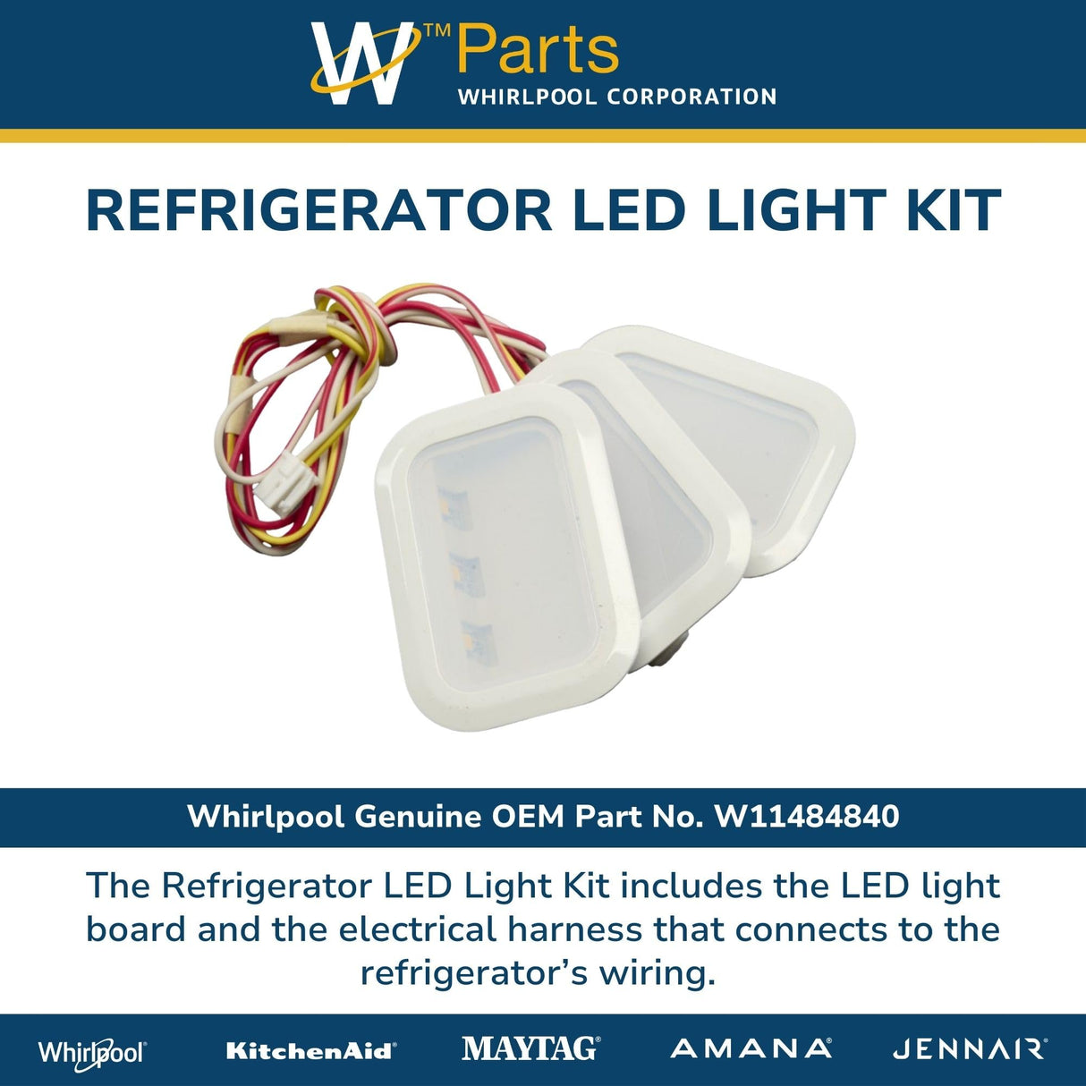 Whirlpool W11484840 Genuine OEM Refrigerator LED Light Kit Replacement Part