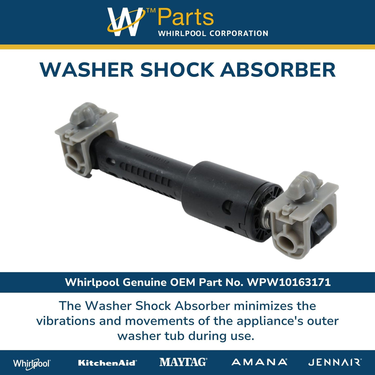 Whirlpool WPW10163171 Genuine OEM Washer Shock Absorber Replacement Part - Replaces W10159465 and W10163171