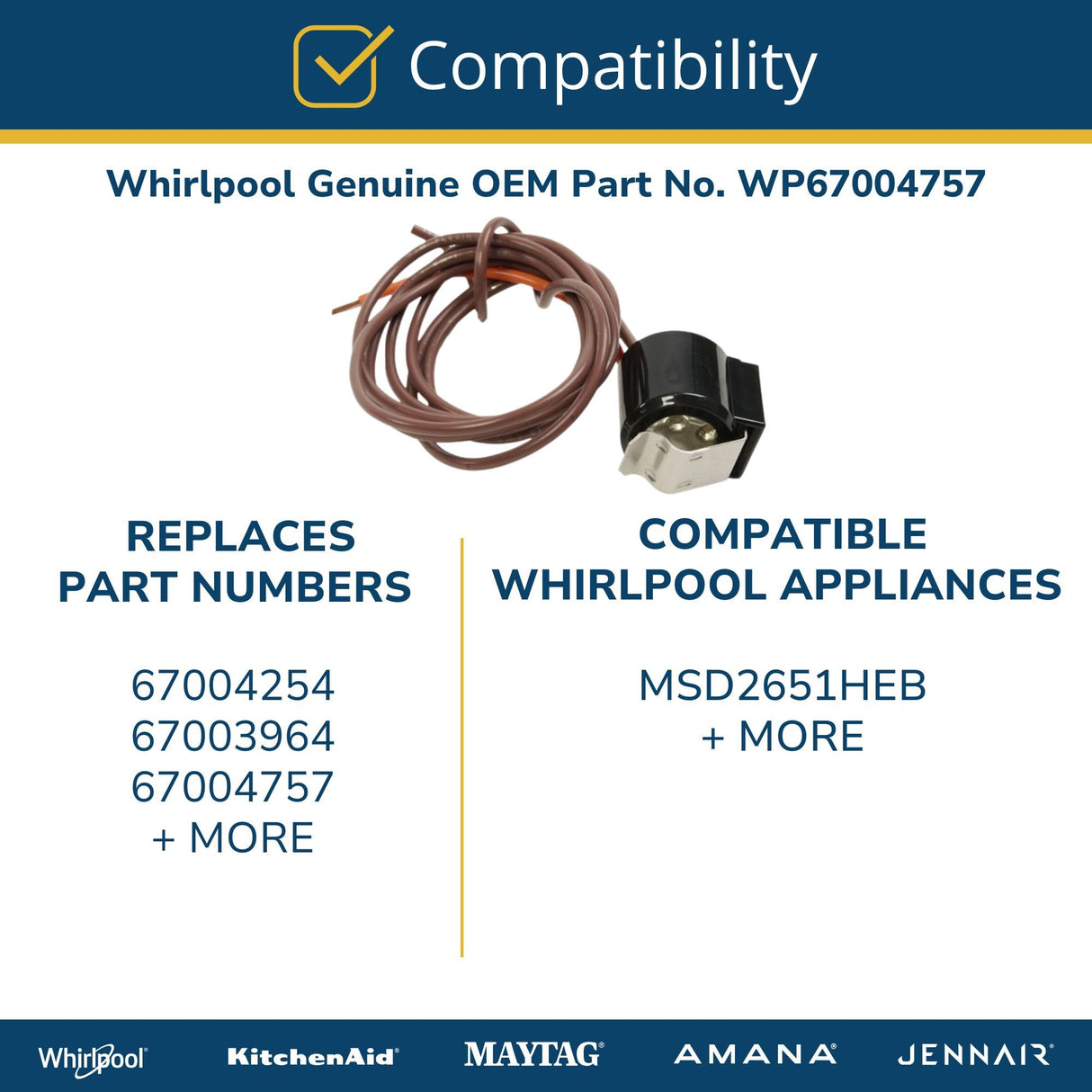 Whirlpool WP67004757 Genuine OEM Refrigerator Defrost Thermostat