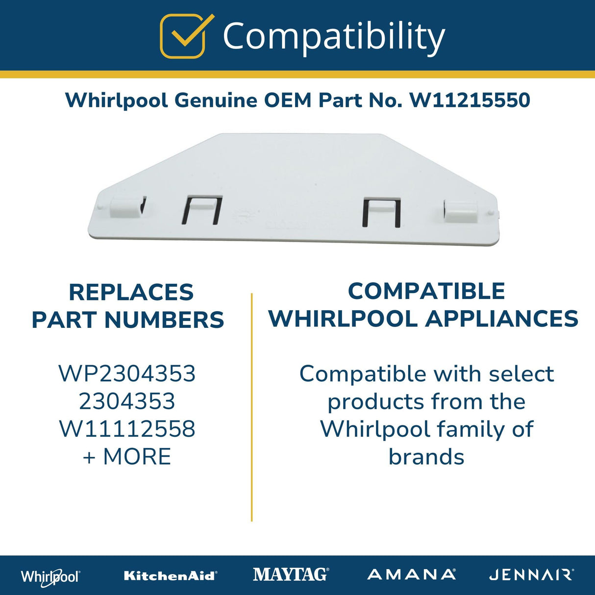 Whirlpool W11215550 Genuine OEM Refrigerator Ice Maker Arm Extension