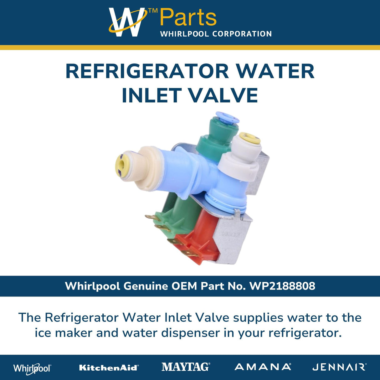 Whirlpool WP2188808 Genuine OEM Refrigerator Water Inlet Valve