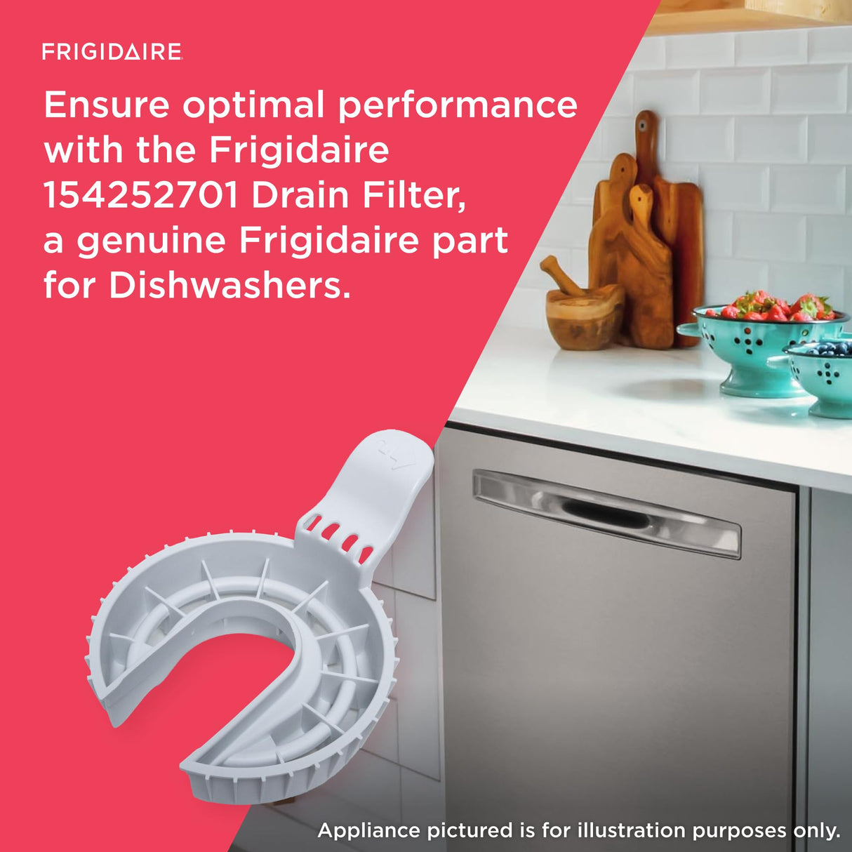 Frigidaire 154252701 Drain Filter for Dishwashers, White
