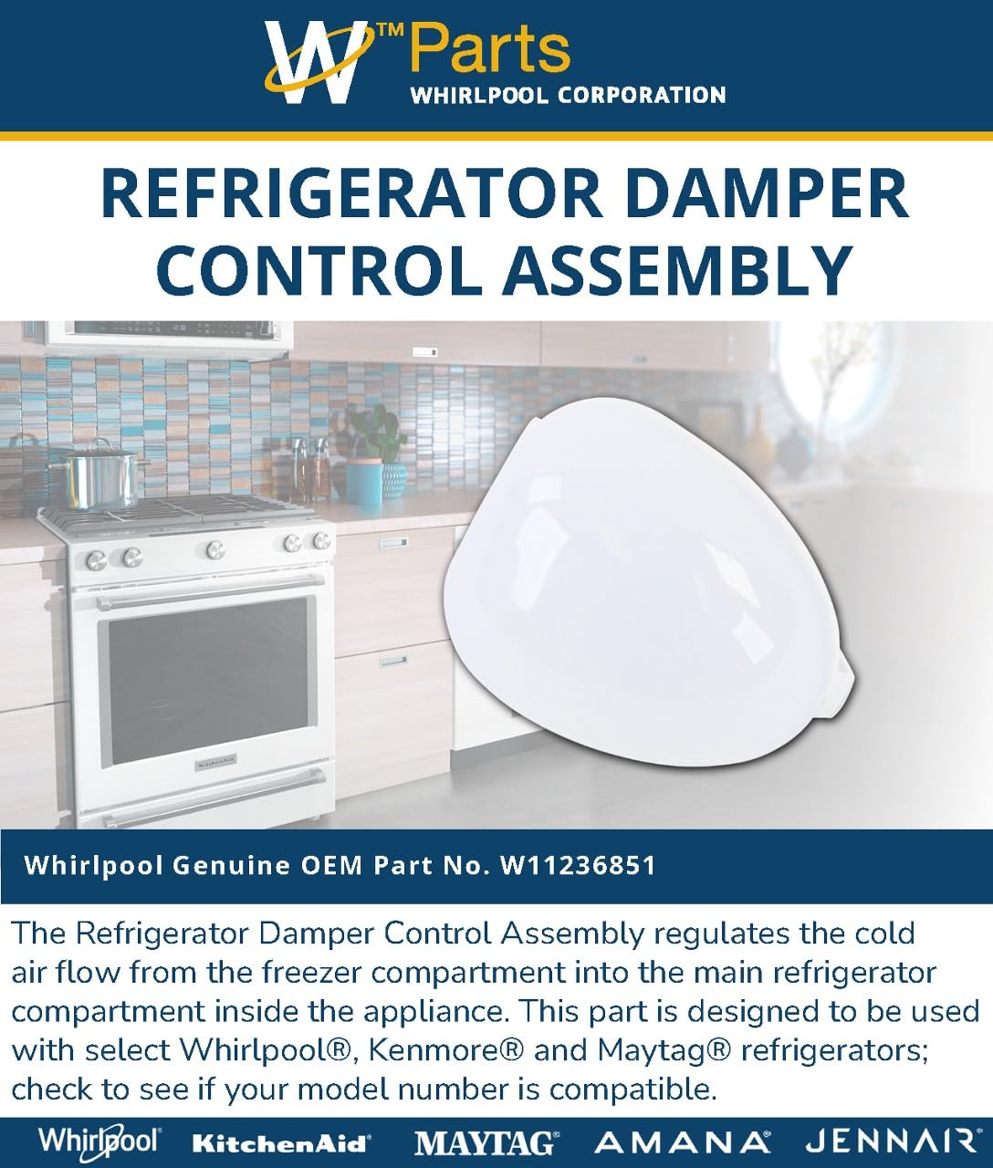 Whirlpool W11236851 Genuine OEM Refrigerator Damper Control Assembly