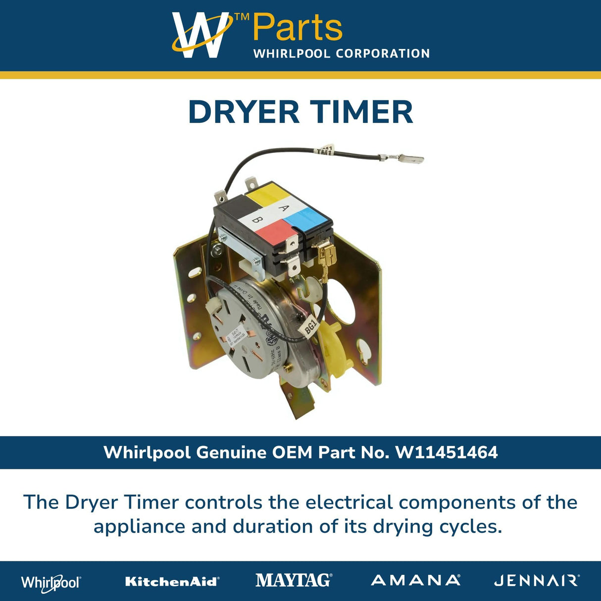 Whirlpool W11451464 Genuine OEM Dryer Timer