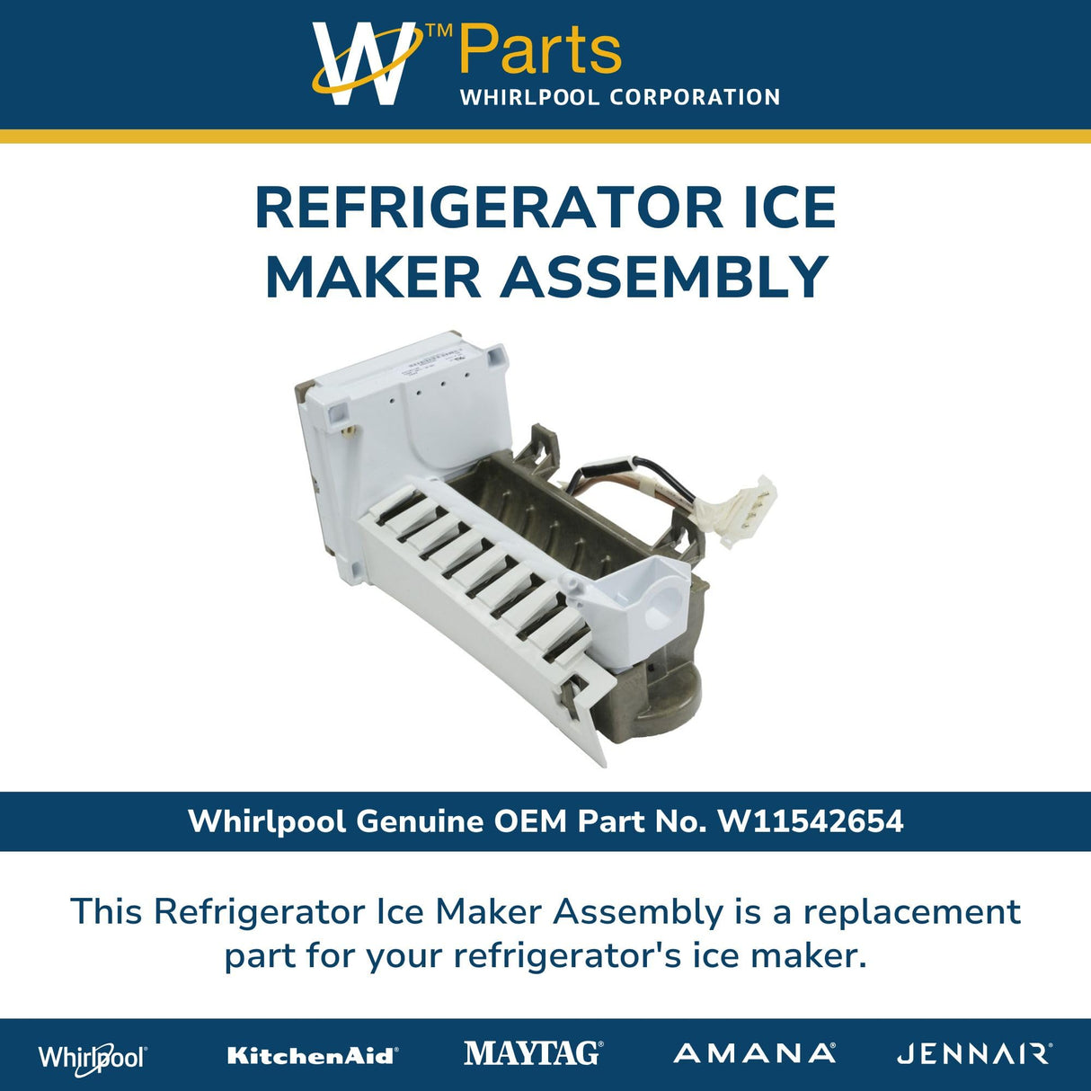 Whirlpool W11542654 Genuine OEM Refrigerator Ice Maker Assembly