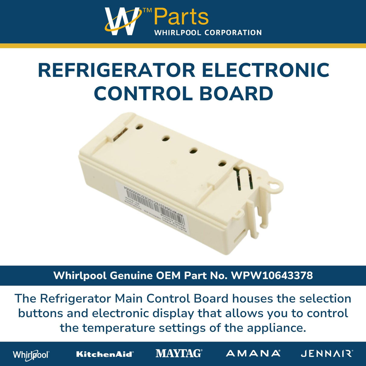 Whirlpool WPW10643378 Genuine OEM Refrigerator Electronic Control Board
