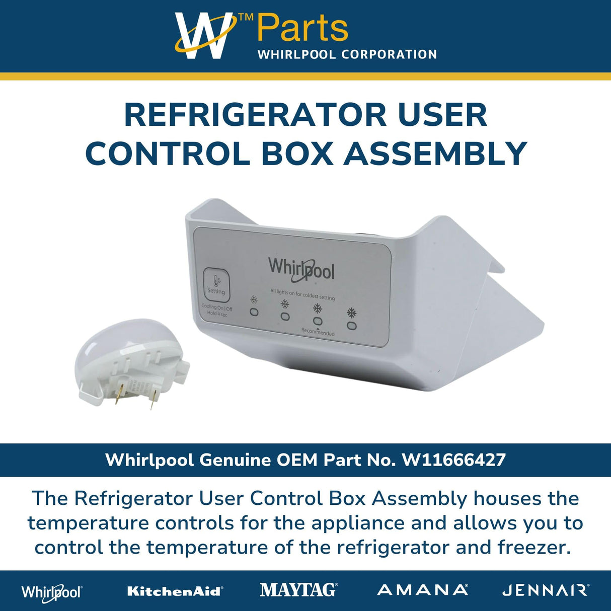 Whirlpool W11666427 Genuine OEM Refrigerator User Control Box Assembly