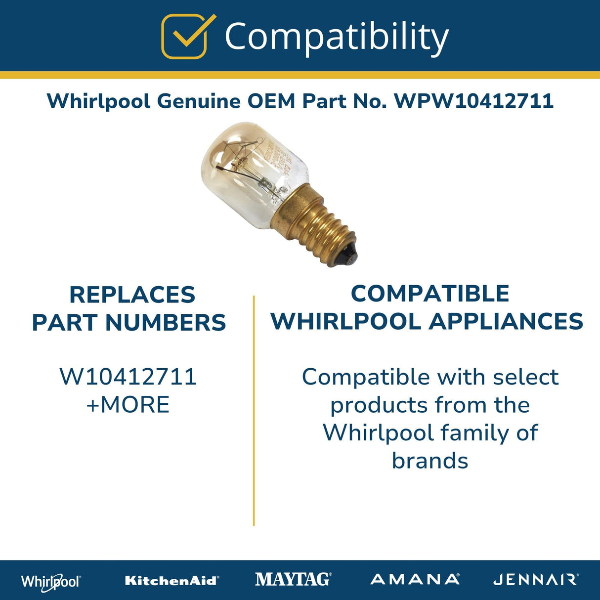 Whirlpool WPW10412711 Genuine OEM Wall Oven Light Bulb